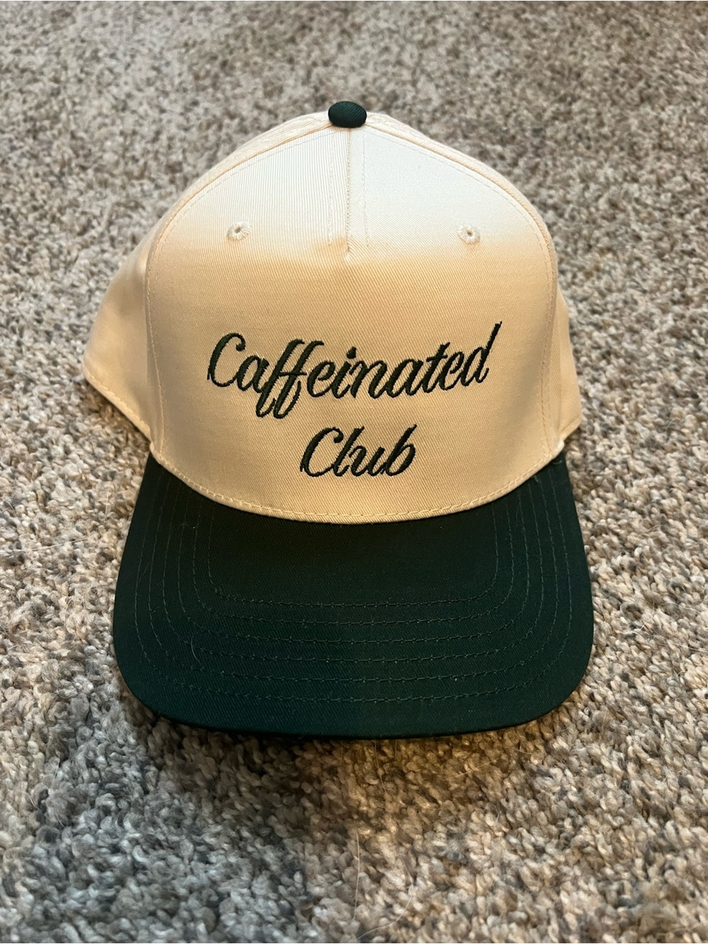 Caffeinated Club Two-Tone Baseball Cap - Cream & Dark Green